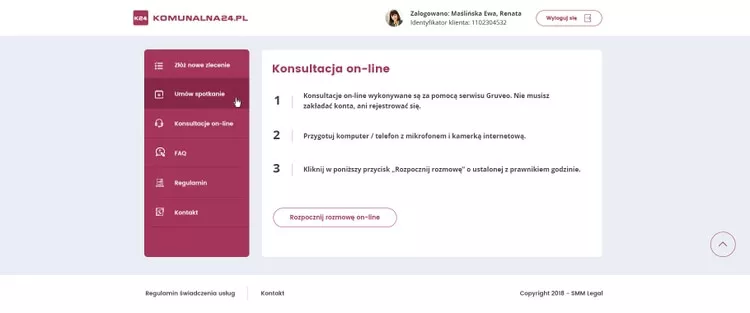 Zrzut ekranu strony konsultacji