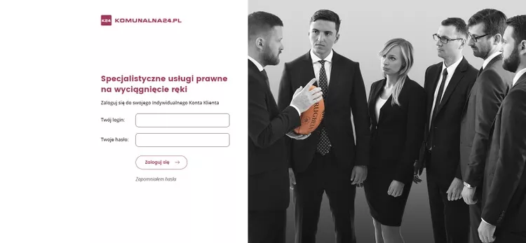 Zrzut ekranu panelu logowania na stronie internetowej