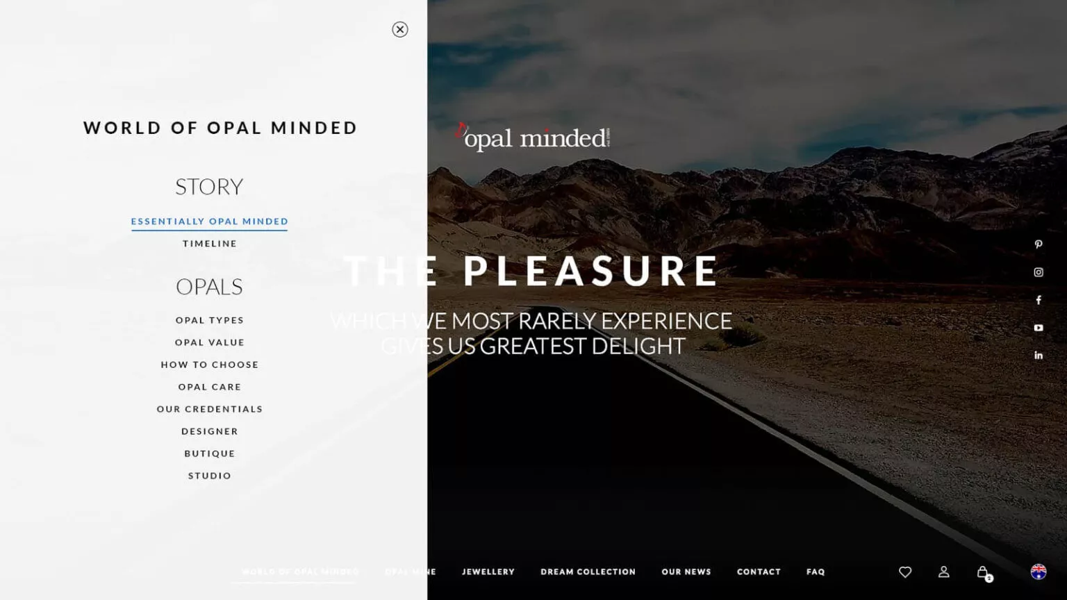 Screenshot showing the site navigation