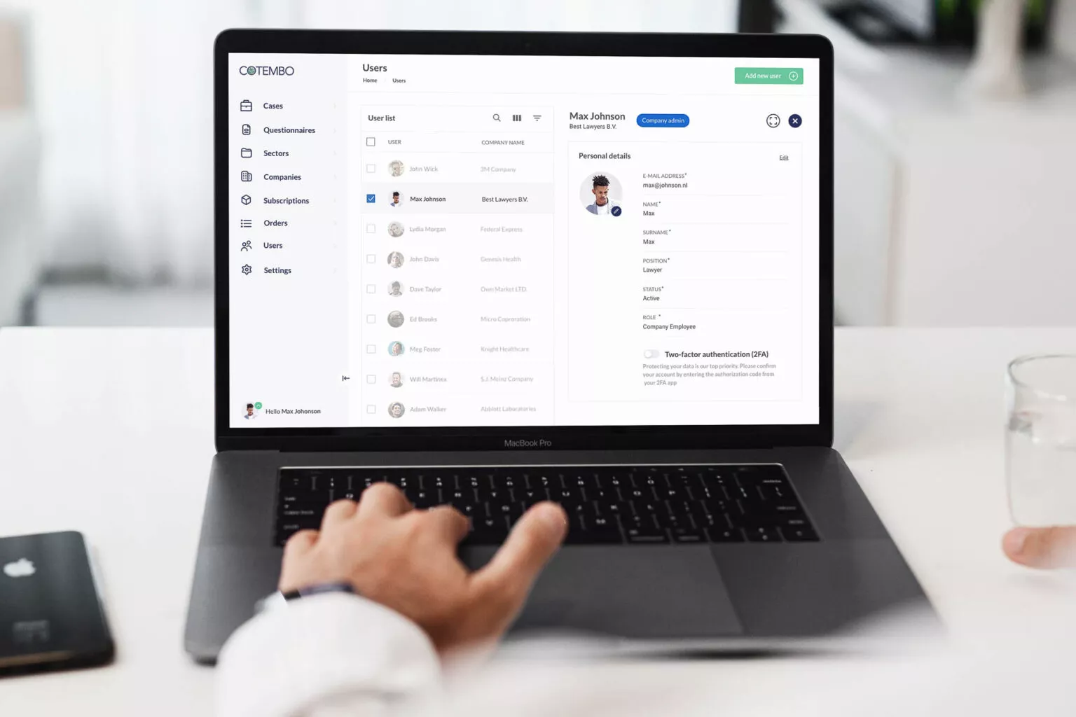 User list page visualization