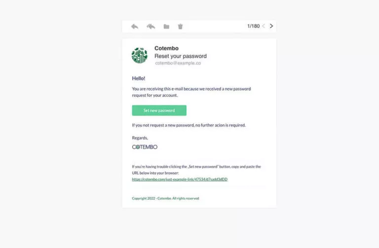 Screenshot of password reset block on home page
