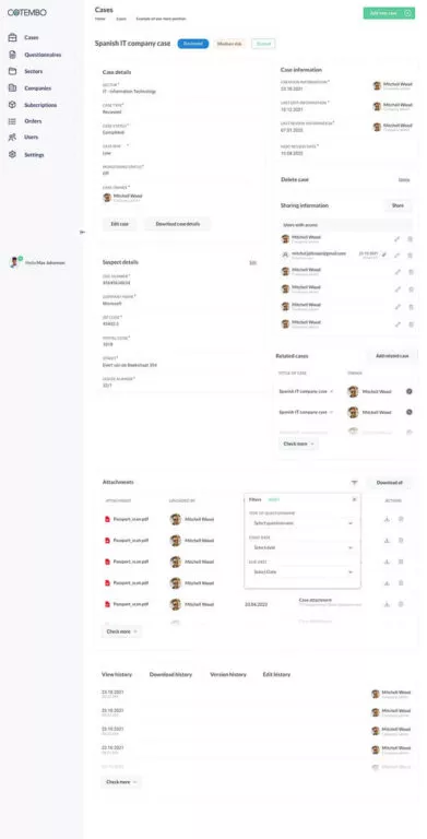 Screenshot showing the layout of the page dropdown list