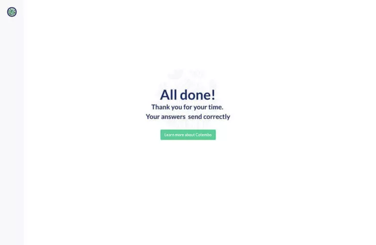 Screenshot of the page after successful completion of the form