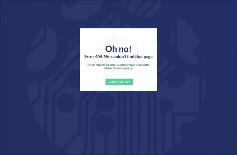 Screenshot of page 404 error