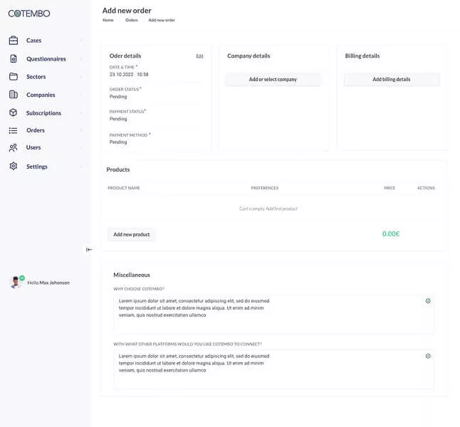 Screenshot showing the form