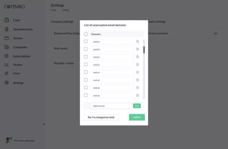 Screenshot of the pop-up displaying information on the page